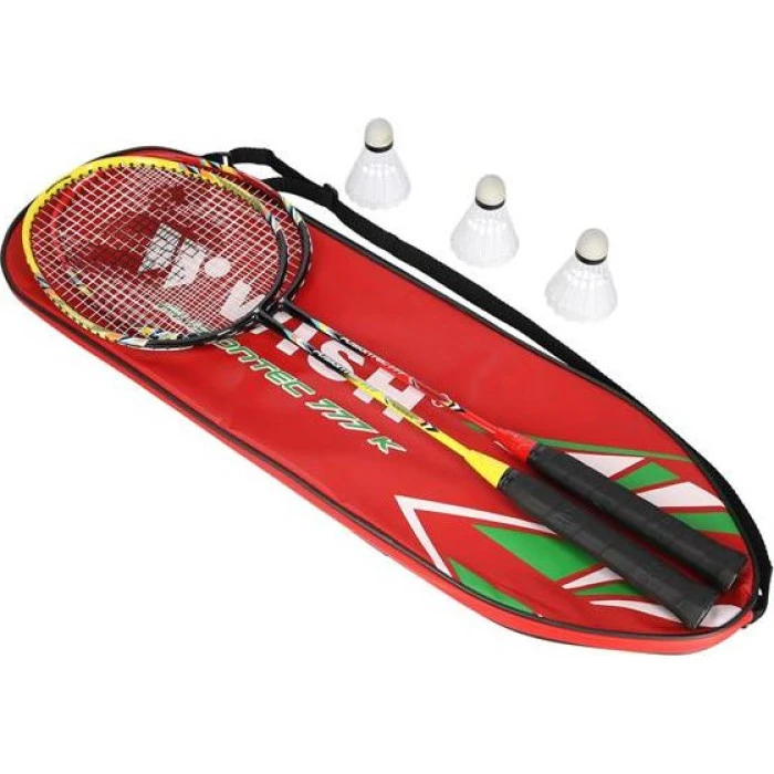Ракетки для бадминтона WISH FUSIONTEC 777K, желто-красные.
