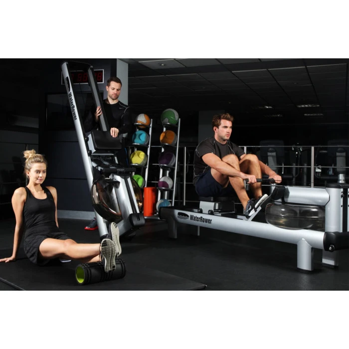 Гребной водный тренажер WaterRower M1 HiRise S4 Aluminum серый