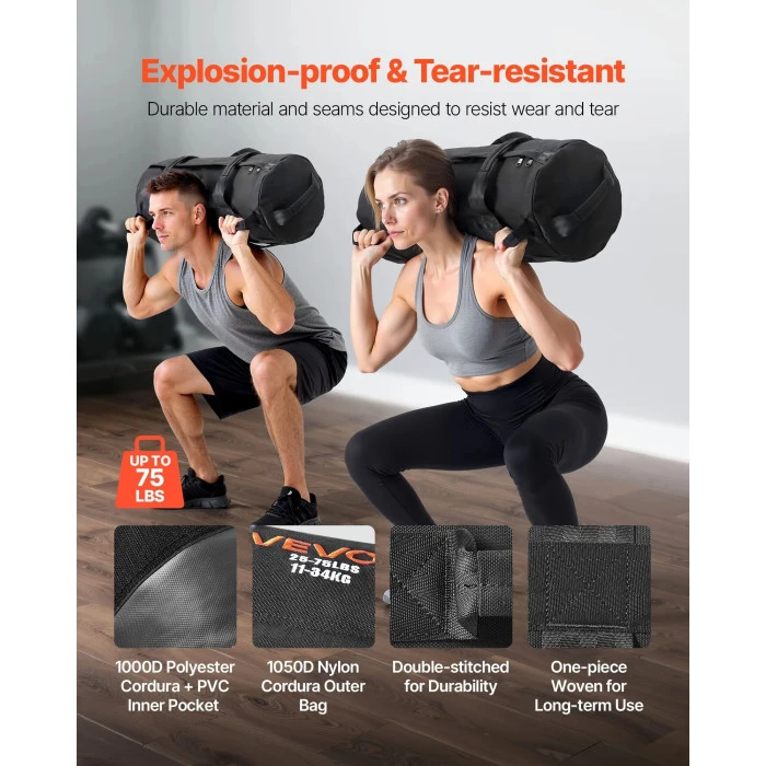 Тренировочная сумка VEVOR 11-34 кг, черная