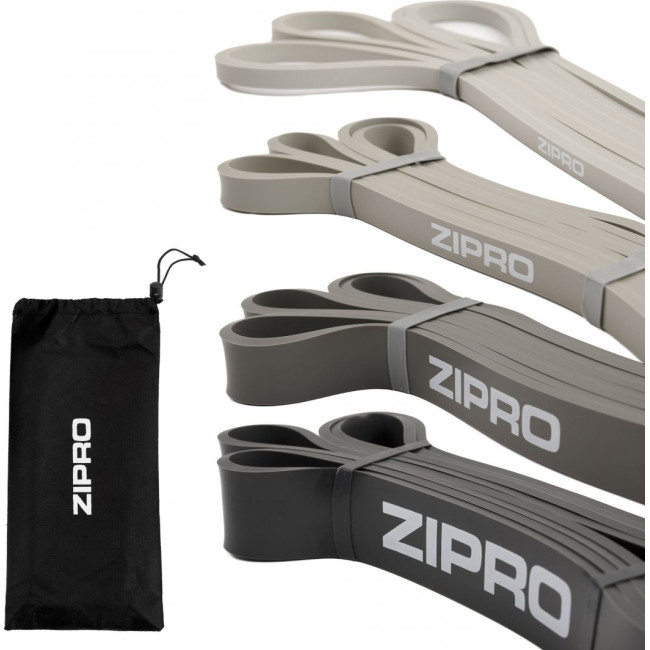 Набор лент-эспандеров для упражнений Zipro PowerBand 4 шт. черно-серый