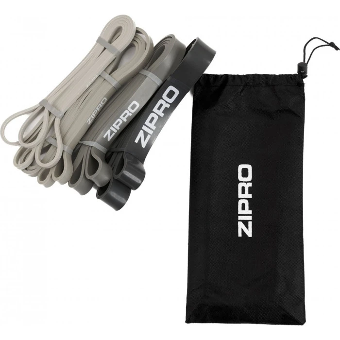 Набір стрічок-еспандерів для вправ Zipro PowerBand 4 шт. чорно-сірий