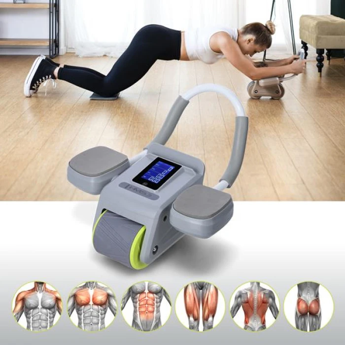 Колесо для тренировки мышц пресса HMS KA08 с LCD дисплеем и зарядкой, серое