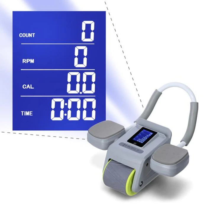 Колесо для тренировки мышц пресса HMS KA08 с LCD дисплеем и зарядкой, серое