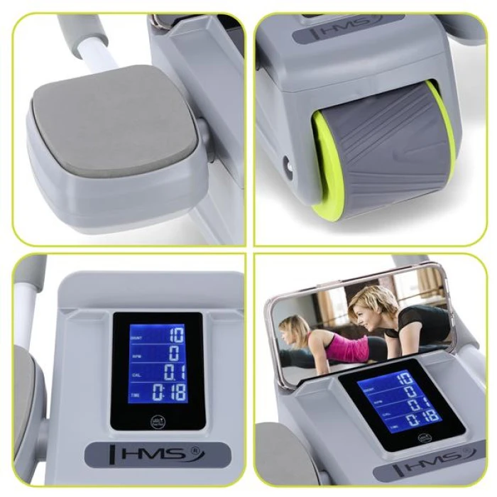Колесо для тренировки мышц пресса HMS KA08 с LCD дисплеем и зарядкой, серое