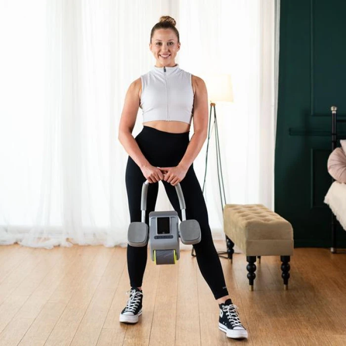 Колесо для тренировки мышц пресса HMS KA08 с LCD дисплеем и зарядкой, серое