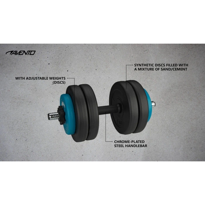 Гантель разборная битумная Avento 42DF-BLK, 15 кг