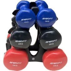 Гантелі вінілові ENERO FIT VDB зі стійкою, 12 кг