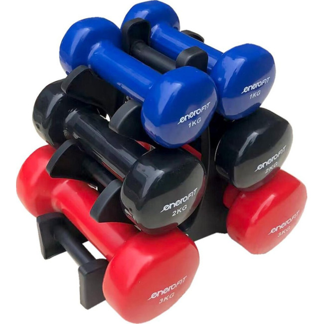 Гантели виниловые ENERO FIT VDB со стойкой, 12 кг