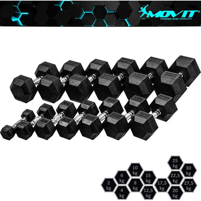 Гантели Movit M81029 прорезиненные 2 x 10 кг.