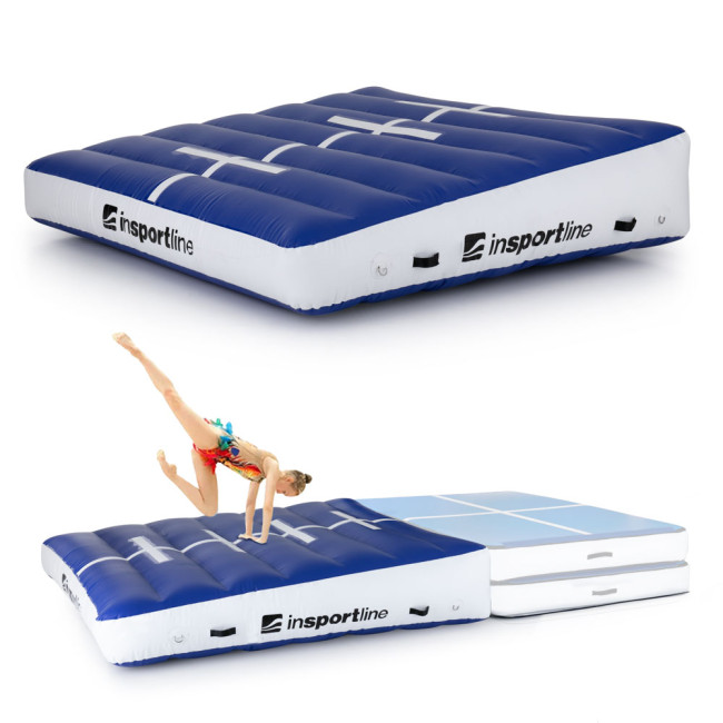 Надувной коврик гимнастический inSPORTline Airincline 200x200 см, бело-синий
