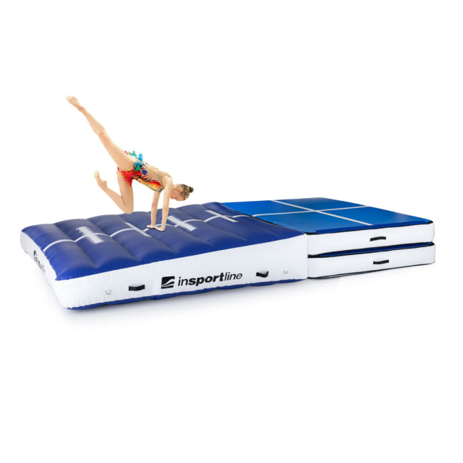 Надувной коврик гимнастический inSPORTline Airincline 200x200 см, бело-синий