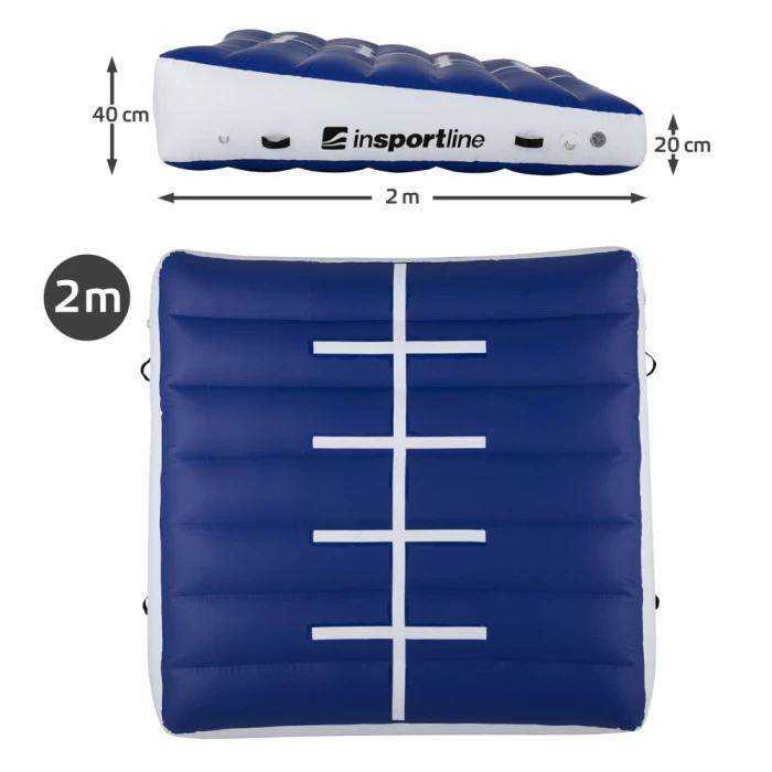 Надувной коврик гимнастический inSPORTline Airincline 200x200 см, бело-синий