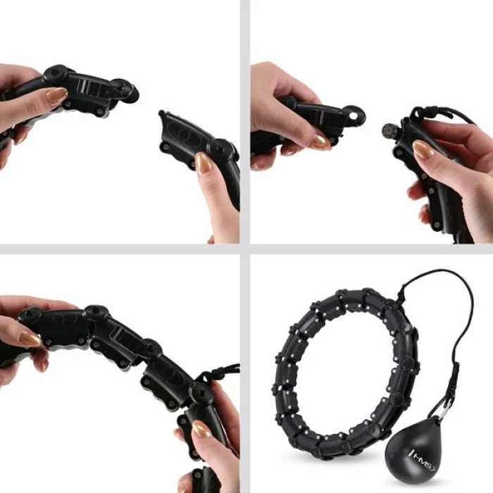 Хула-хуп масажний HMS HHM15 з навантаженням та поясом для схуднення BR16 Plus Size, чорний