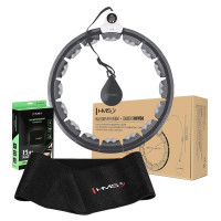 КОМПЛЕКТ HULA HOOP HHW06 ЧЕРНЫЙ С ГРАВИТАЦИОННЫМ МЯЧЕМ И СЧЕТЧИКОМ HMS + ПОДДЕРЖКА НА ТАЛИЮ BR163 ЧЕРНЫЙ ПЛЮС РАЗМЕР