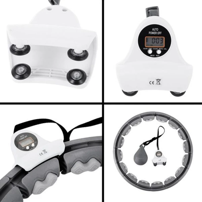 КОМПЛЕКТ HULA HOOP HHW06 ЧОРНИЙ З ГРАВІТАЦІЙНИМ М'ЯЧЕМ ТА ЛІЧИЛЬНИКОМ HMS + ПІДТРИМКА НА ТАЛІЮ BR163 ЧОРНИЙ ПЛЮС РОЗМІР