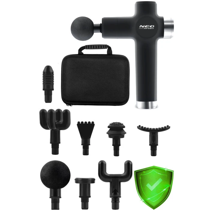 Масажний пістолет багатофункціональний 8 насадок NS-501 Neo-Sport чорний