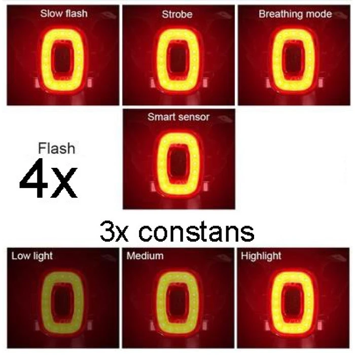 Ліхтар задній /акумулятор/ BRETH 7F USB 40lm 50mAh - чорний