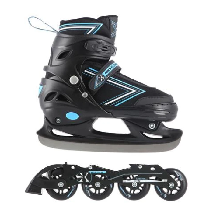 Ролики/Катки NH11912 A 2в1 NILS EXTREME - размер M(35-38)/ черно-голубые