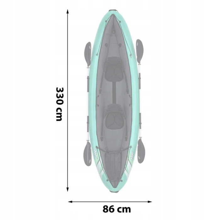 Каяк надувной Bestway Hydro-Force Ventura X2 330 х 86 см, черно-мятный