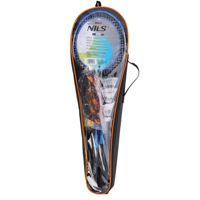 Сталь/набор для бадминтона 2 ракетки + 3 волана + сетка + чехол NILS NRZ012
