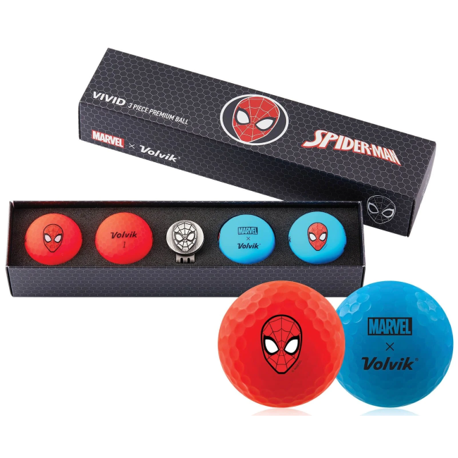 Мячи для гольфа Volvik Marvel Spider Man 4шт, красно-синие