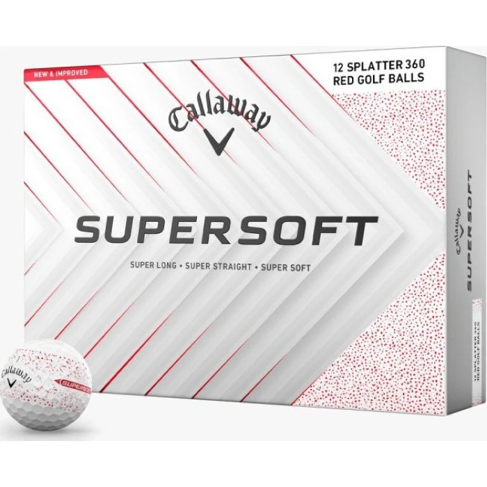 Мячи для гольфа Callaway Supersoft Splatter 360, 2025 12, бело-красные