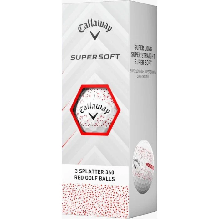 Мячи для гольфа Callaway Supersoft Splatter 360, 2025 12, бело-красные