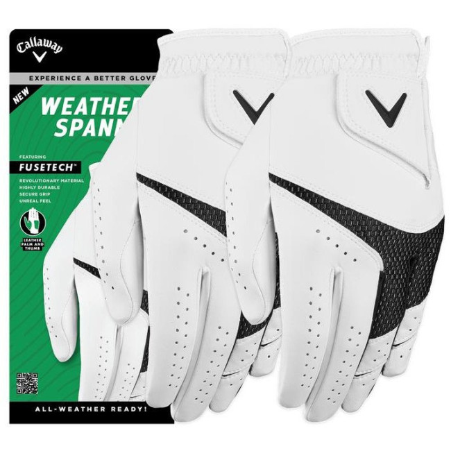 Рукавички для гольфу Callaway Weather Spann MLH р. XL 2 шт, біло-чорні