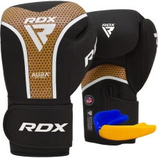 Рукавички боксерські з капою RDX AURA PLUS T-17 розмір 14 унцій, чорно-золотисті