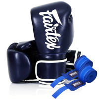 Рукавички боксерські з бинтами Fairtex BGV14 Blue 14 унцій