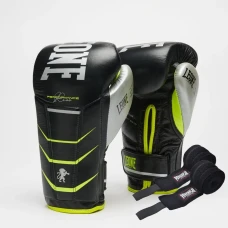 Рукавички боксерські з капою Leone GN110F REVO FLUO розмір 12 унцій, чорні