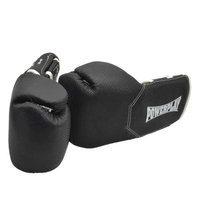 Перчатки боксерские с капой PowerPlay 3011 Evolutions 16 унций, черно-белые