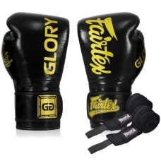 Перчатки боксерские с бинтами Fairtex BGVG1 размер 16 унций, черные