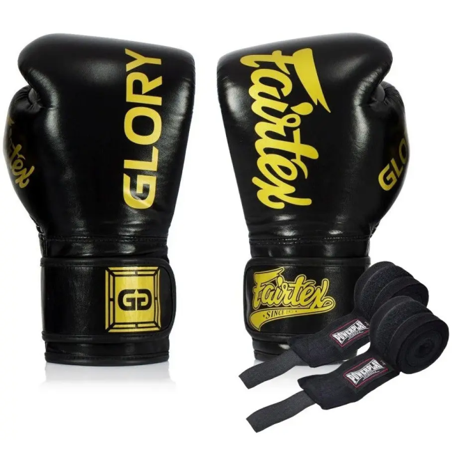 Перчатки боксерские с бинтами Fairtex BGVG1 размер 16 унций, черные
