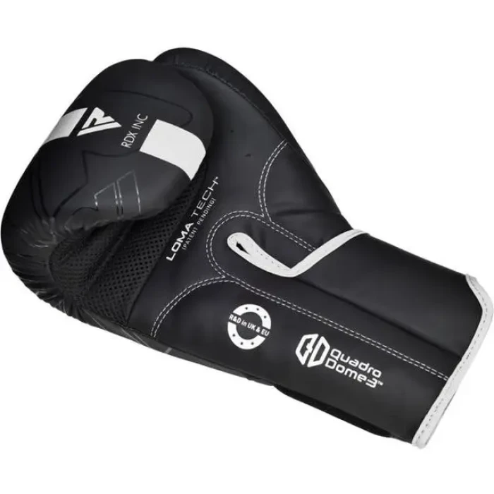 Перчатки боксерские с капой RDX F6 Kara Matte размер 12 унций, черно-белые