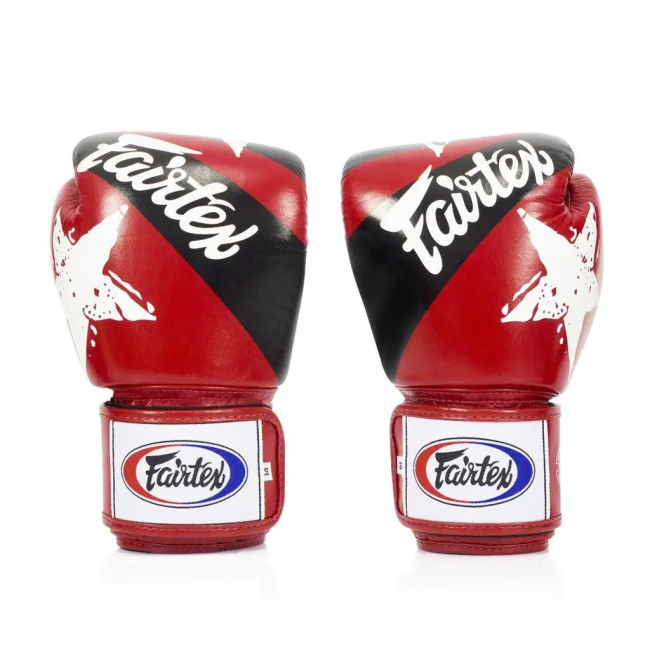 Рукавички боксерські з бинтами Fairtex BGV1 Nation Print 10 унцій, червоні