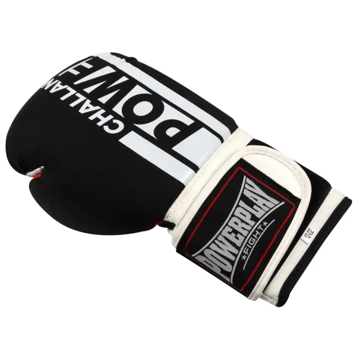 Рукавички боксерські PowerPlay 3086 Matt Challenger розмір 12 унцій, чорно-білі