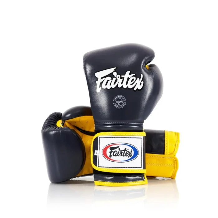 Перчатки боксерские с бинтами Fairtex Mexican BGV9 10 унций, сине-желтые
