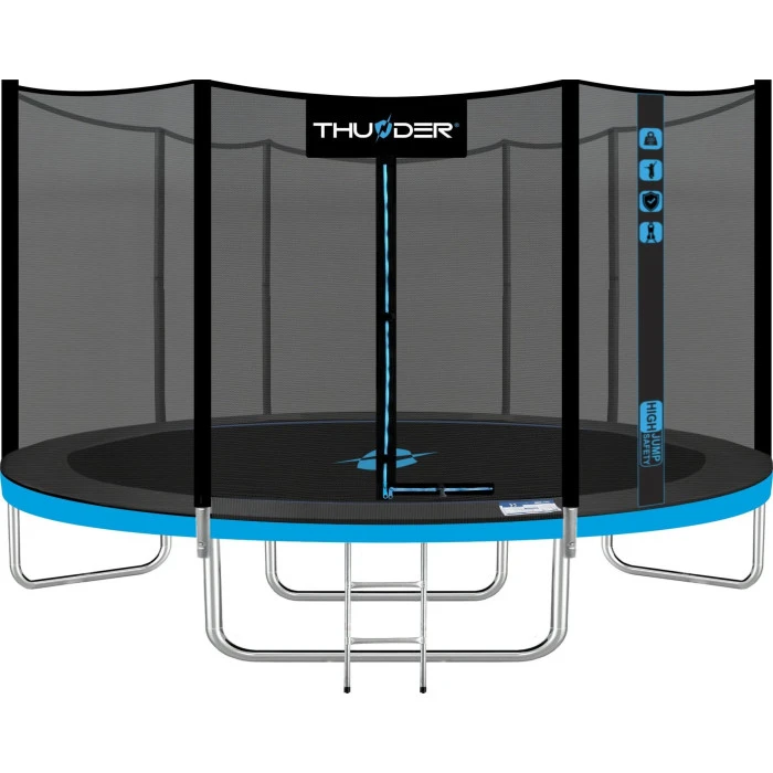 Батут THUNDER OUTSIDE PRO з зовнішньою сіткою 12 футів 366 см чорно-блакитний