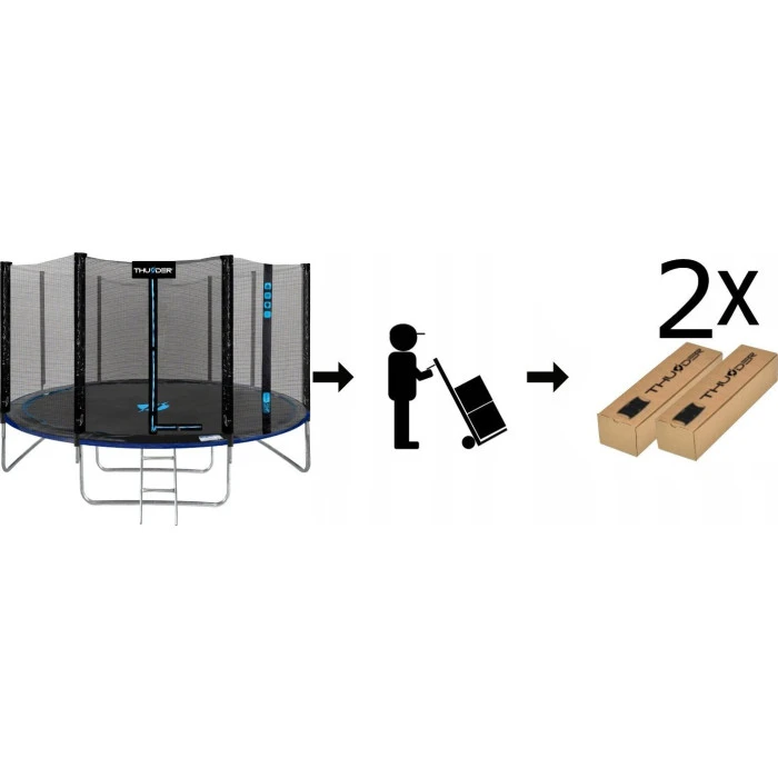 Батут THUNDER OUTSIDE PRO з зовнішньою сіткою 12 футів 366 см чорно-блакитний