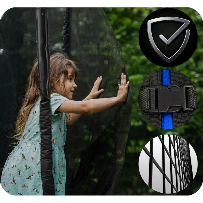 Батут Neo-Sport NS-06Z221 з зовнішньою сіткою 6 футів 183 см чорно-синій