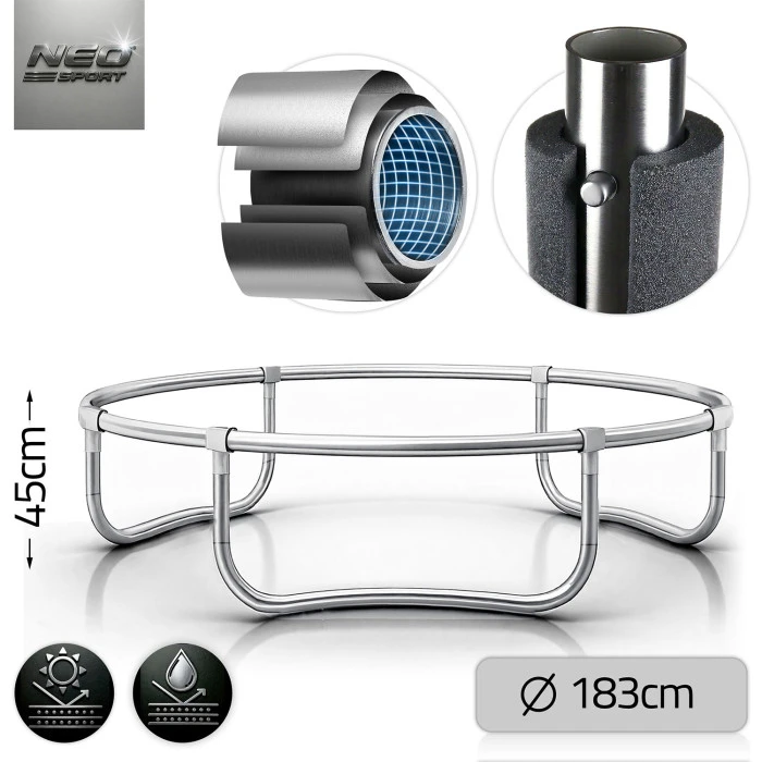 Батут Neo-Sport NS-06Z221 з зовнішньою сіткою 6 футів 183 см чорно-синій