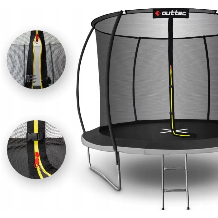 Батут OUTTEC Pumpkin з внутрішньою сіткою 12 футів 374 см чорно-сірий