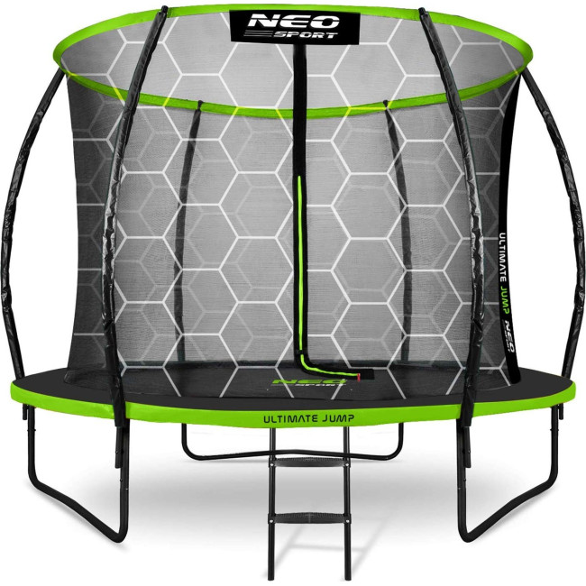 Батут Neo-Sport NS-08C221 з внутрішньою сіткою 8 футів 252 см чорно-зелений