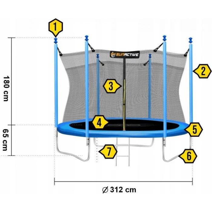 Батут SunActive TR 10FT-2 с внутренней сеткой 10 футов 312 см голубой