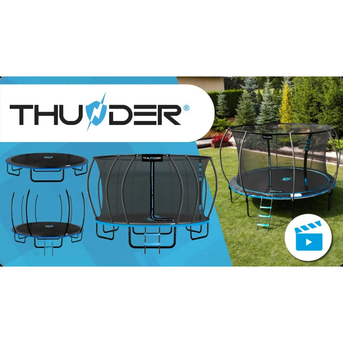 Батут THUNDER INSIDE ULTRA з внутрішньою сіткою 16 футів 490 см чорно-блакитний