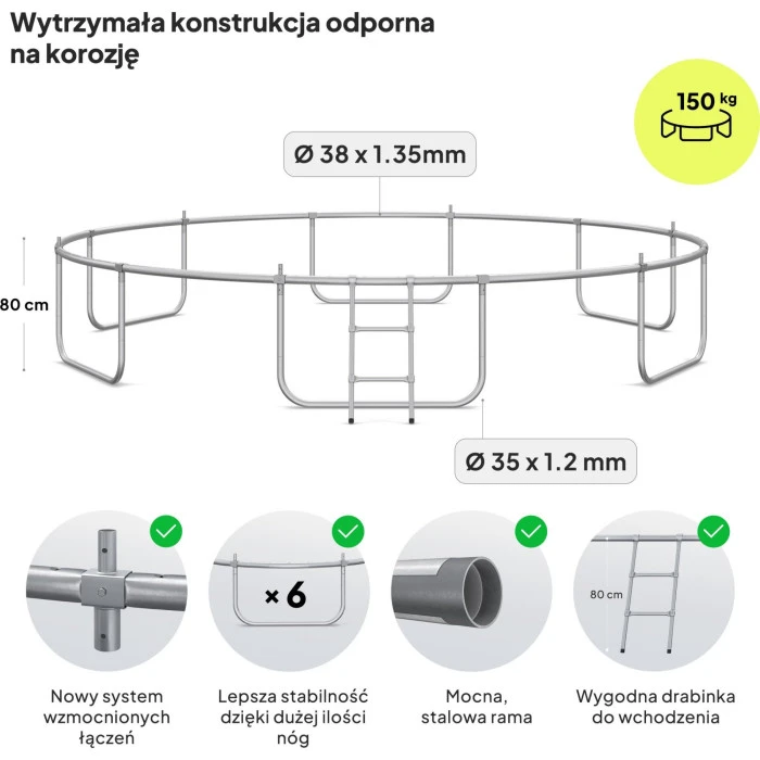 Батут Zipro Jump Pro з внутрішньою сіткою 14 футів 435 см чорно-зелений