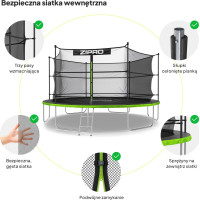 Батут Zipro Jump Pro с внутренней сеткой 14 футов 435 см черно-зеленый
