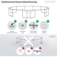 Батут Zipro Jump Pro с внутренней сеткой 14 футов 435 см черно-зеленый