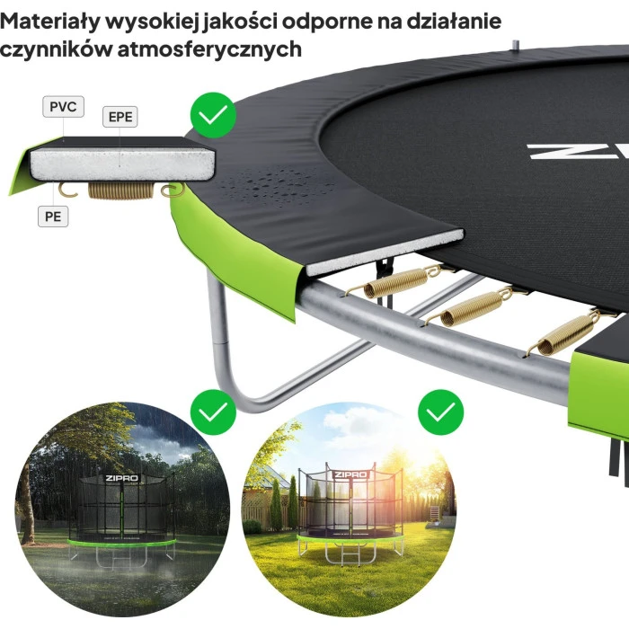 Батут Zipro Jump Pro з внутрішньою сіткою 14 футів 435 см чорно-зелений